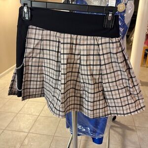 BOGO Plaid Black and Cream Women's Skirt